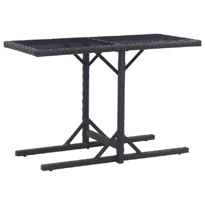VIDAXL  table de jardin noir 110x53x72 cm verre et r&eacute;sine tress&eacute;e 46452