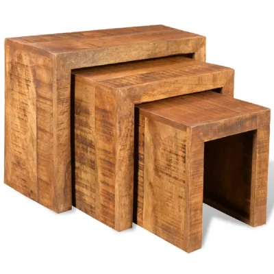 Vidaxl table gigogne 3 pcs bois massif de manguier 241130