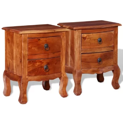 Vidaxl tables de chevet avec tiroirs 2 pcs bois d'acacia massif 243972