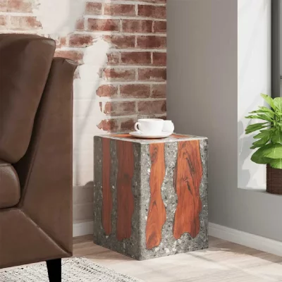 VIDAXL  - Tabouret Bois de teck massif et r&eacute;sine Multicolore