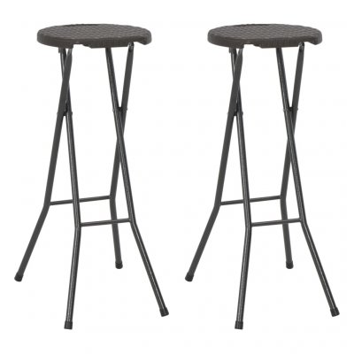 Vidaxl Tabouret de bar pliable 2 pi&egrave;ces PEHD et acier - Marron