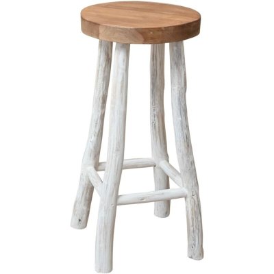 Vidaxl tabouret de bar teck marron et blanc 244546