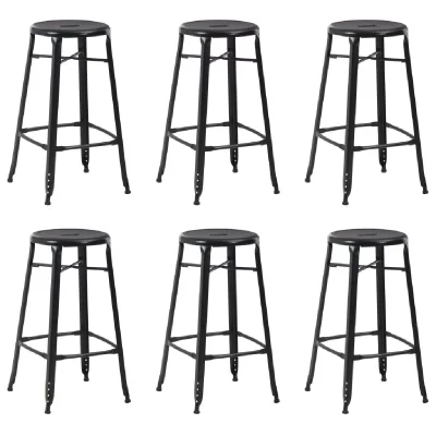 Vidaxl tabourets de bar lot de 6 noir acier 3054559