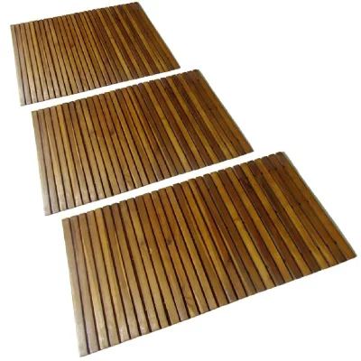 VIDAXL  - Tapis de bain en acacia 3 pcs Brown