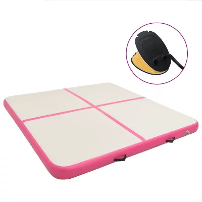 VIDAXL  tapis gonflable de gymnastique avec pompe 200x200x10cm pvc rose 92694