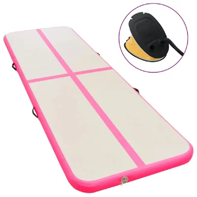 VIDAXL  tapis gonflable de gymnastique avec pompe 300x100x10cm pvc rose