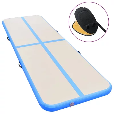 VIDAXL  Tapis Gonflable De Gymnastique Avec Pompe 400x100x10cm Pvc Bleu