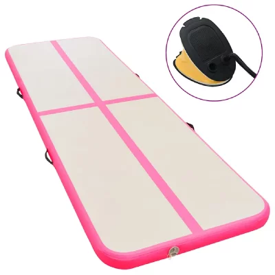 VIDAXL  tapis gonflable de gymnastique avec pompe 400x100x10cm pvc rose