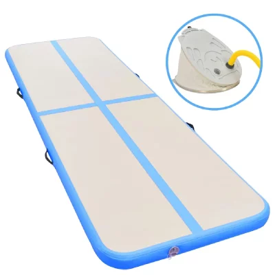 VIDAXL  tapis gonflable de gymnastique avec pompe 500x100x10cm pvc bleu