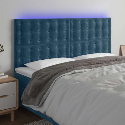 VIDAXL  t&ecirc;te de lit &agrave; led bleu fonc&eacute; 160x5x118128 cm velours 