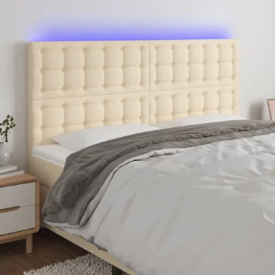 VIDAXL  t&ecirc;te de lit &agrave; led cr&egrave;me 200x5x118128 cm tissu