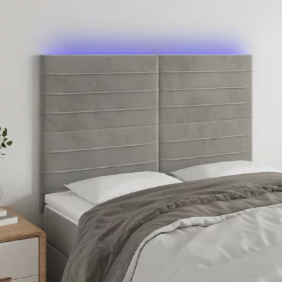 VIDAXL  t&ecirc;te de lit &agrave; led gris clair 144x5x118128 cm velours