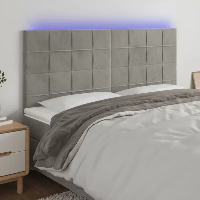 VIDAXL  t&ecirc;te de lit &agrave; led gris clair 180x5x118128 cm velours