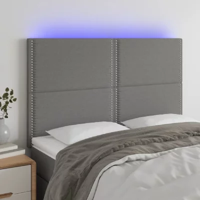 VIDAXL  t&ecirc;te de lit &agrave; led gris fonc&eacute; 144x5x118128 cm tissu