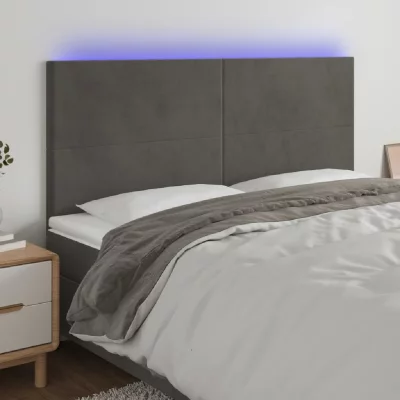 VIDAXL  t&ecirc;te de lit &agrave; led gris fonc&eacute; 160x5x118128 cm velours