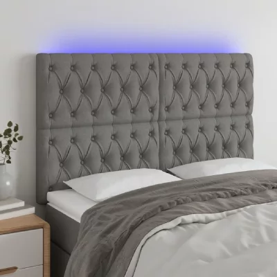 VIDAXL  t&ecirc;te de lit &agrave; led gris fonc&eacute; 160x7x118128 cm tissu