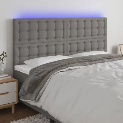 VIDAXL  t&ecirc;te de lit &agrave; led gris fonc&eacute; 200x5x118128 cm tissu