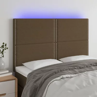 VIDAXL  t&ecirc;te de lit &agrave; led marron fonc&eacute; 144x5x118128 cm tissu