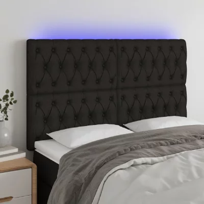 VIDAXL  t&ecirc;te de lit &agrave; led noir 160x7x118128 cm tissu