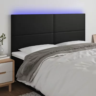 VIDAXL  t&ecirc;te de lit &agrave; led noir 180x5x118128 cm similicuir