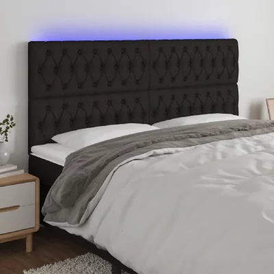VIDAXL  t&ecirc;te de lit &agrave; led noir 180x7x118128 cm tissu