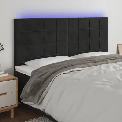 VIDAXL  t&ecirc;te de lit &agrave; led noir 200x5x118128 cm velours