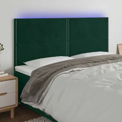 VIDAXL  t&ecirc;te de lit &agrave; led vert fonc&eacute; 200x5x118128 cm velours