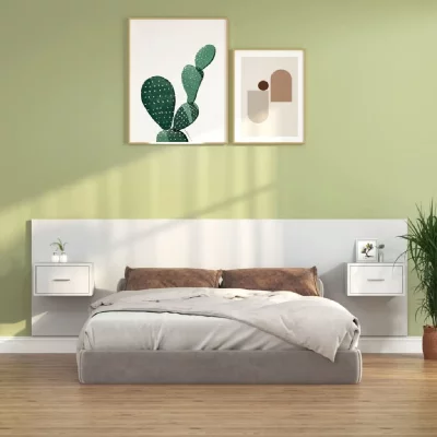 VIDAXL  - T&ecirc;te de lit avec armoires Blanc Bois d'ing&eacute;nierie White