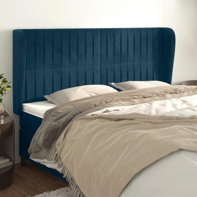 VIDAXL  t&ecirc;te de lit avec oreilles bleu fonc&eacute; 183x23x118128 cm velours