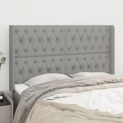 VIDAXL  t&ecirc;te de lit avec oreilles gris clair 163x16x118128 cm tissu