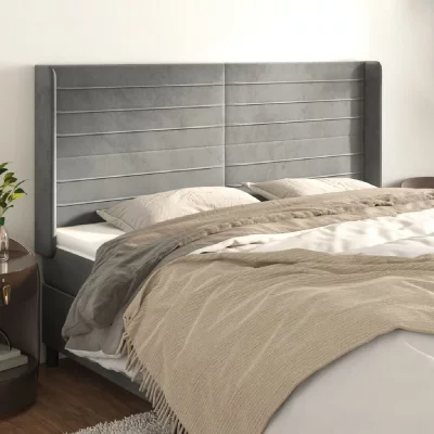 VIDAXL  t&ecirc;te de lit avec oreilles gris clair 183x16x118128 cm velours