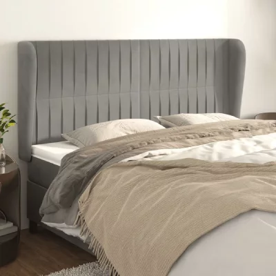 VIDAXL  t&ecirc;te de lit avec oreilles gris clair 183x23x118128 cm velours