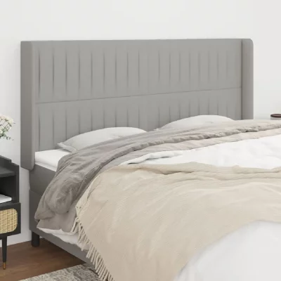 VIDAXL  t&ecirc;te de lit avec oreilles gris clair 203x16x118128 cm tissu