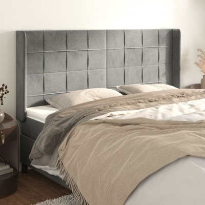 VIDAXL  t&ecirc;te de lit avec oreilles gris clair 203x16x118128 cm velours