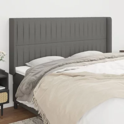 VIDAXL  t&ecirc;te de lit avec oreilles gris fonc&eacute; 183x16x118128 cm tissu