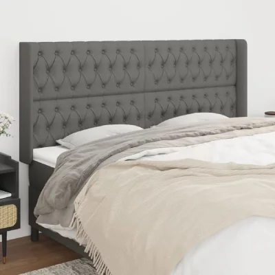 VIDAXL  t&ecirc;te de lit avec oreilles gris fonc&eacute; 203x16x118128 cm tissu