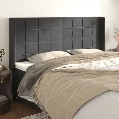 VIDAXL  t&ecirc;te de lit avec oreilles gris fonc&eacute; 203x16x118128 cm velours