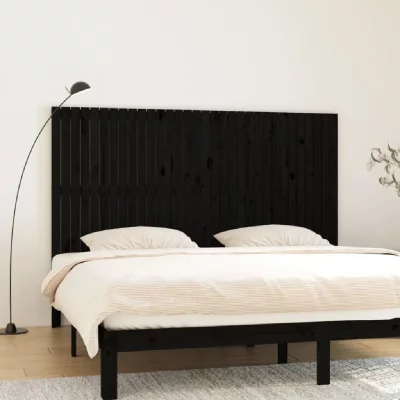 VIDAXL  t&ecirc;te de lit murale noir 204x3x110 cm bois massif de pin