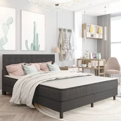 VIDAXL  - T&ecirc;te de lit touffet&eacute;e Gris fonc&eacute; Tissu 160x200 cm n/a