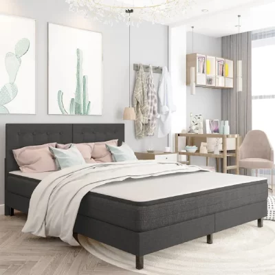 VIDAXL  - T&ecirc;te de lit touffet&eacute;e Gris fonc&eacute; Tissu 180x200 cm n/a
