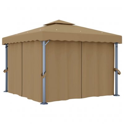 VIDAXL  tonnelle avec rideau 3x3 m taupe aluminium 