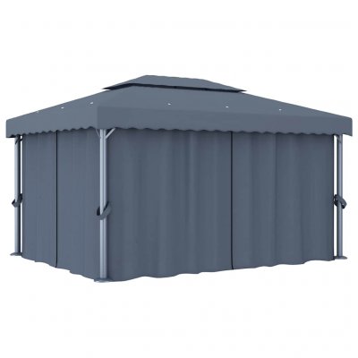 VIDAXL  tonnelle avec rideau 4x3 m anthracite aluminium 3053376 
