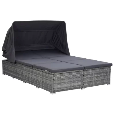 VIDAXL  - Transat &agrave; 2 places avec coussin R&eacute;sine tress&eacute;e Gris Gris