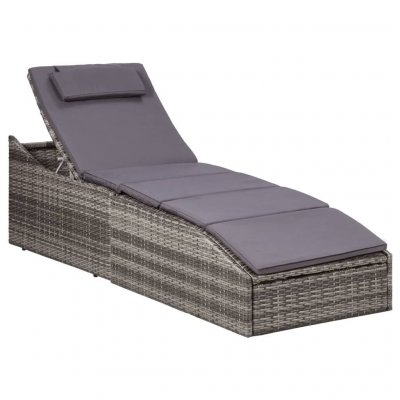VIDAXL  - Transat avec coussin R&eacute;sine tress&eacute;e Gris Grey