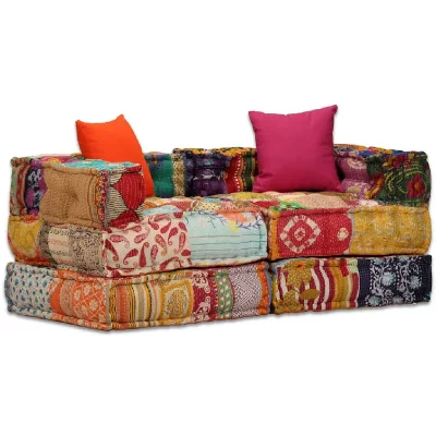 VIDAXL   Canap&eacute;-lit modulaire &agrave; 2 places Tissu Patchwork
