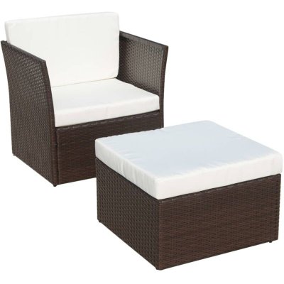 VIDAXL   Ensemble de cinq pi&egrave;ces chaises jardin Rotin poly Marron