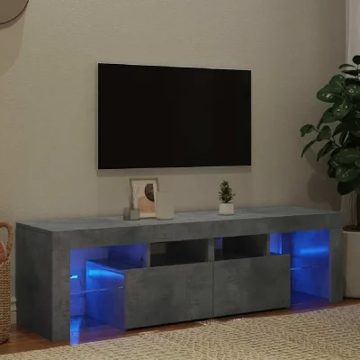 VIDAXL   Meuble TV avec lumi&egrave;res LED Gris b&eacute;ton 140x35x40 cm