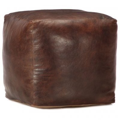 VIDAXL   Pouf 40 x 40 x 40 cm Marron fonc&eacute; Cuir v&eacute;ritable de ch&egrave;vre