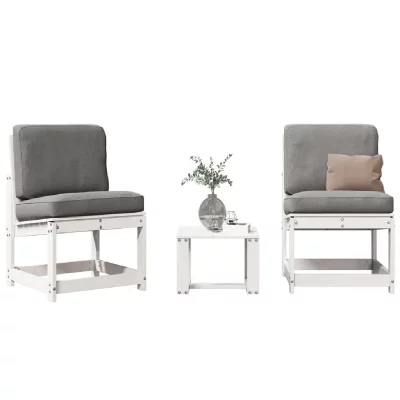 VIDAXL   Salon de jardin 3 pcs blanc bois massif de pin Blanc