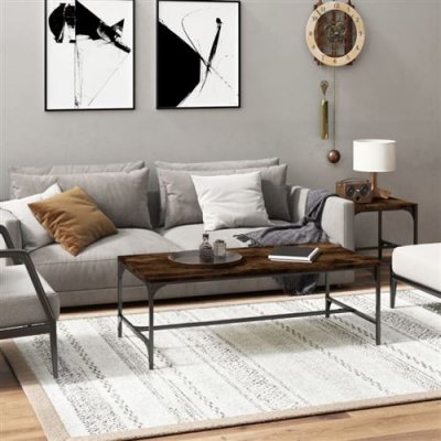 Vidaxl vidaXL Table basse Ch&ecirc;ne fum&eacute; 80x50x35 cm Bois d'ing&eacute;nierie